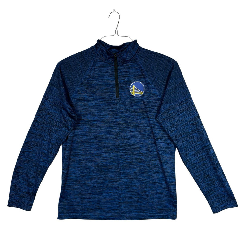 Golden State Warriors Shirt Mens M Blue NBA Basketball Quarter Zip Long Sleeve